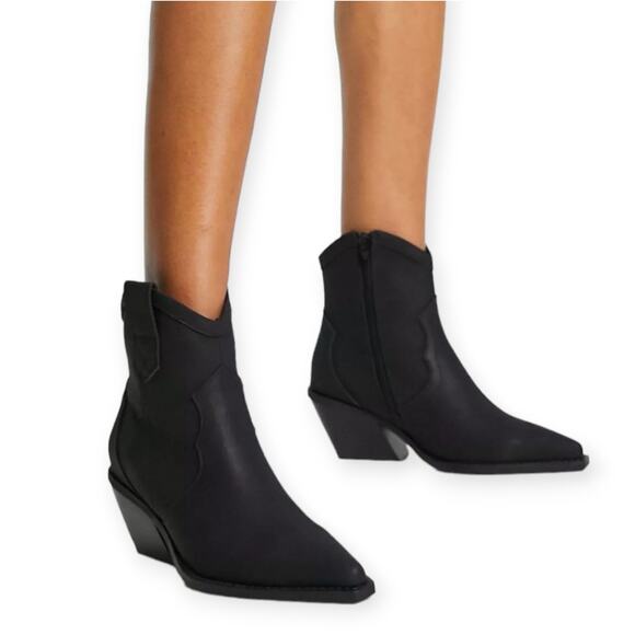 ASOS DESIGN SIZE 7 Rocket western ankle cowboy boots in black UK Size 5 - Picture 7 of 10